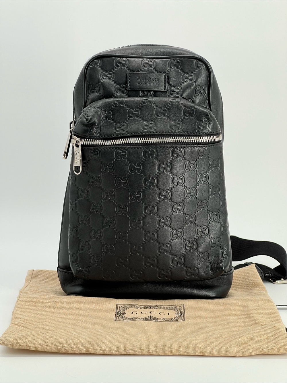 Gucci Guccissima Leather Sling Crossbody Bag